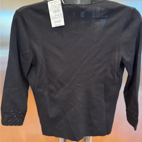 Black Women's Cardigan with lace trim - Picture 6 of 9